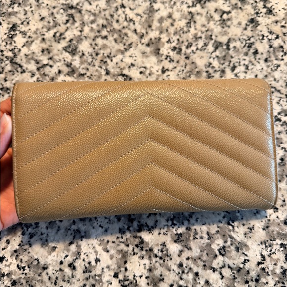 Yves Saint Laurent Tan Wallet with Gold Logo - Picture 4 of 5